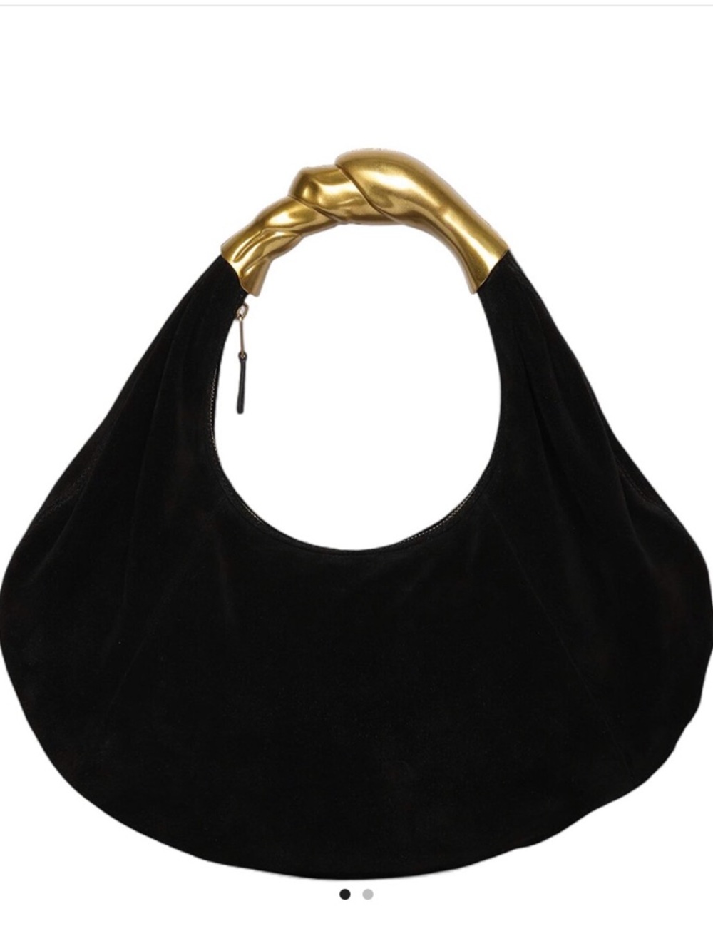 Walter Baker Lennon Hobo Black Suede Gold Sculptural Handle Bag
